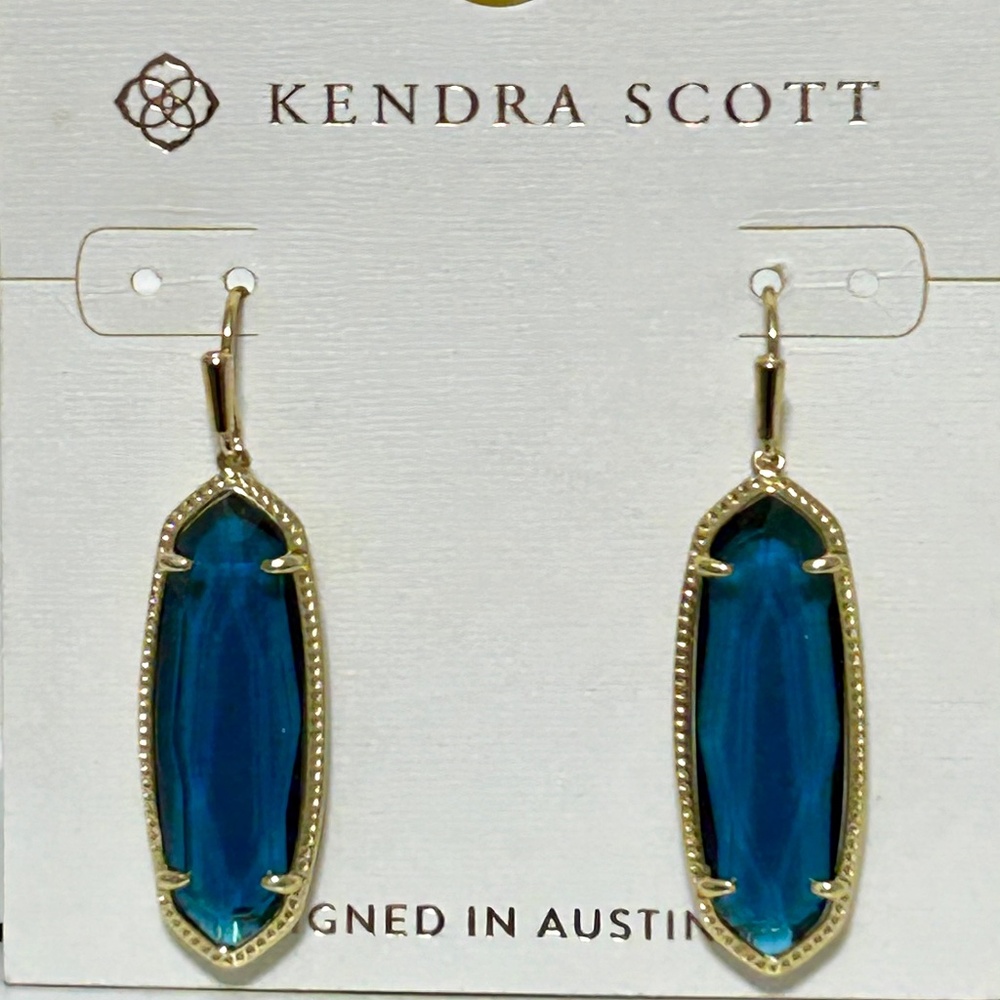 Kendra Scott "Layla" Blue Ocean Earrings Gold NWT